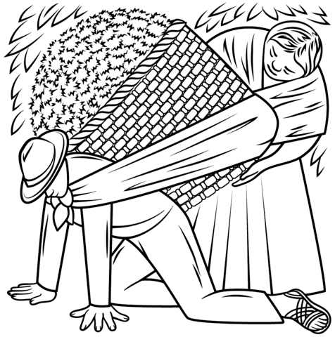 The Flower Carrier By Diego Rivera  Coloring Page